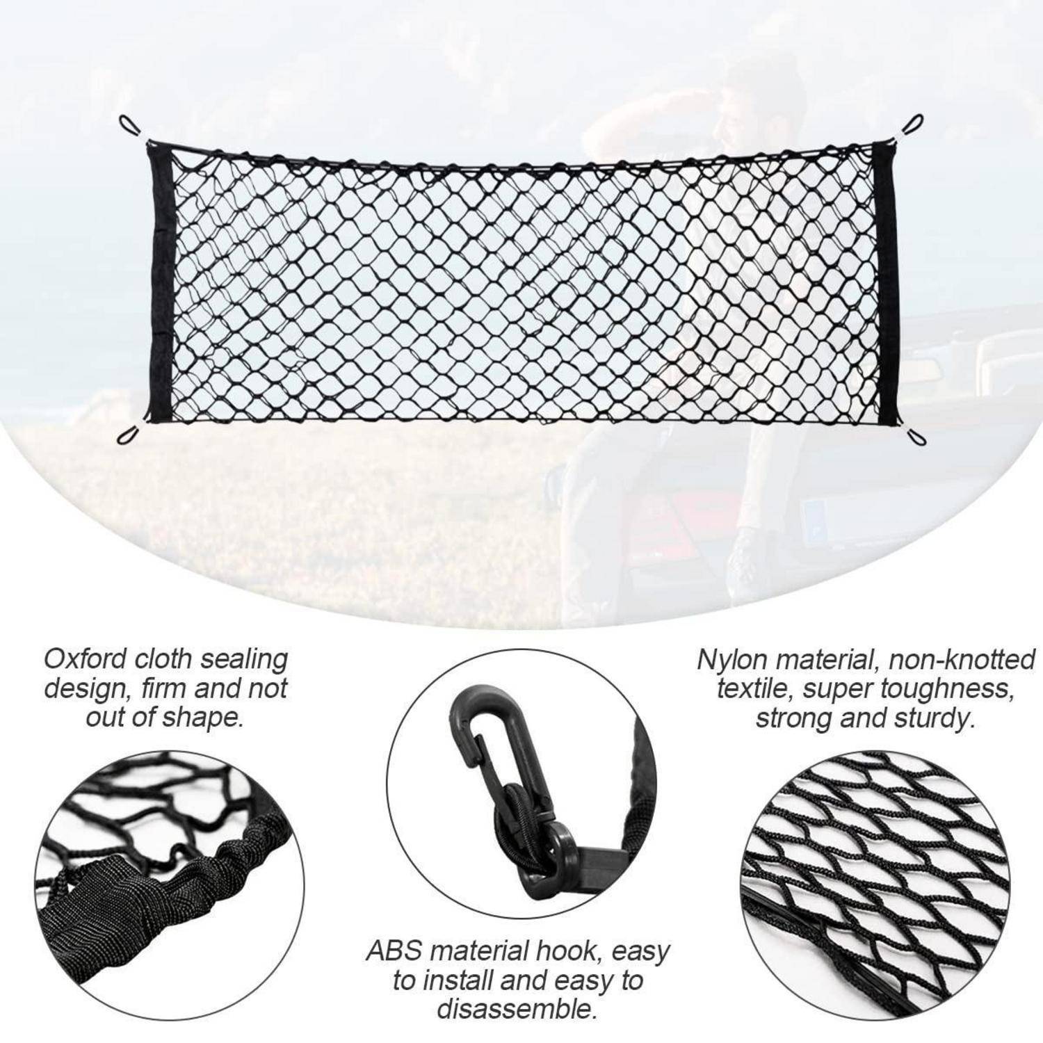 CGEAMDY Kofferraumnetz Nylon 90x40cm ausziehbar Universal für PKW SUV LKW