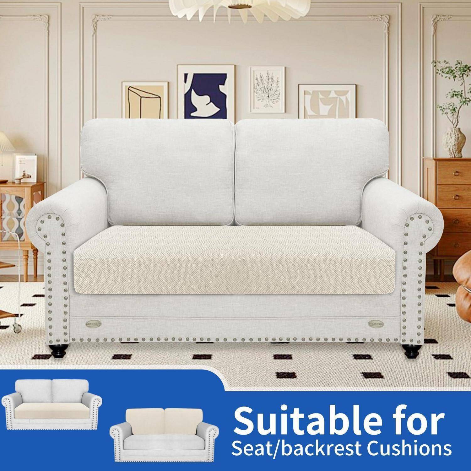 Ystyle Sofa Sitzkissenbezug Stretch 2-Sitzer Sahne