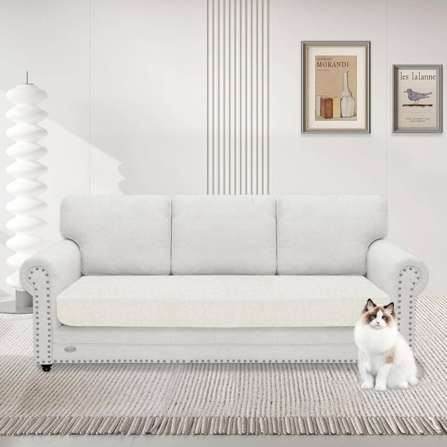 Sitzkissenbezug Sofa Stretch wasserdicht 3-Sitzer Creme