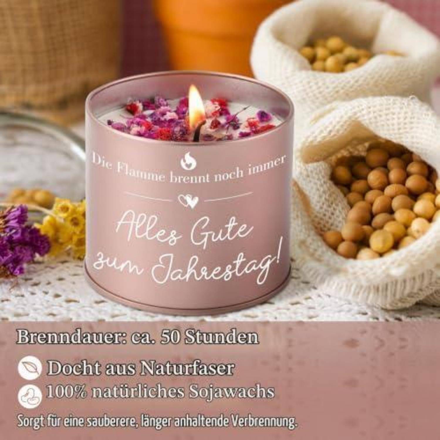 Duftkerze Lavendel 9OZ Sojawachs 50h Brenndauer