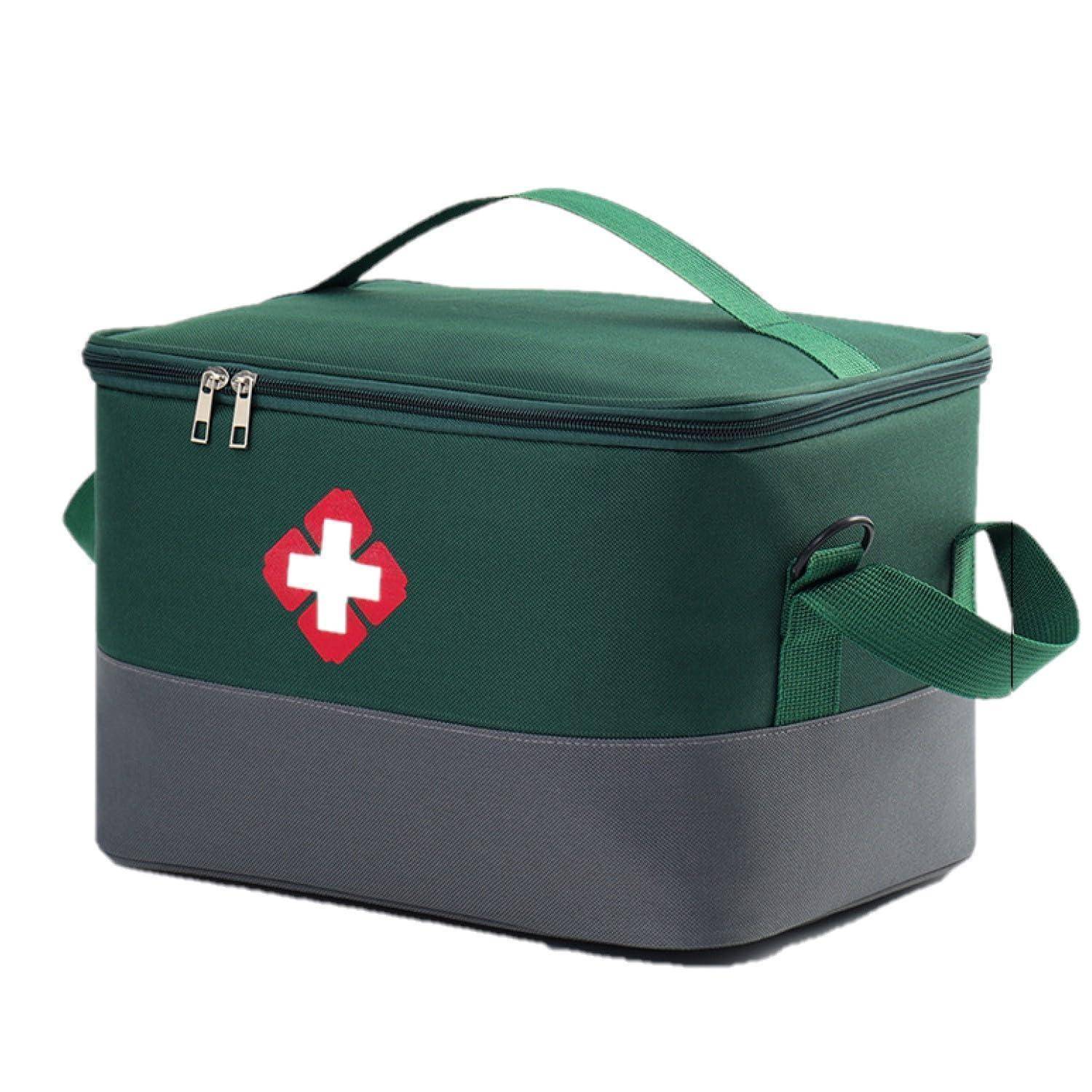 Erste Hilfe Tasche leer, wasserdicht, mit Schultergurt, Grün/Grau