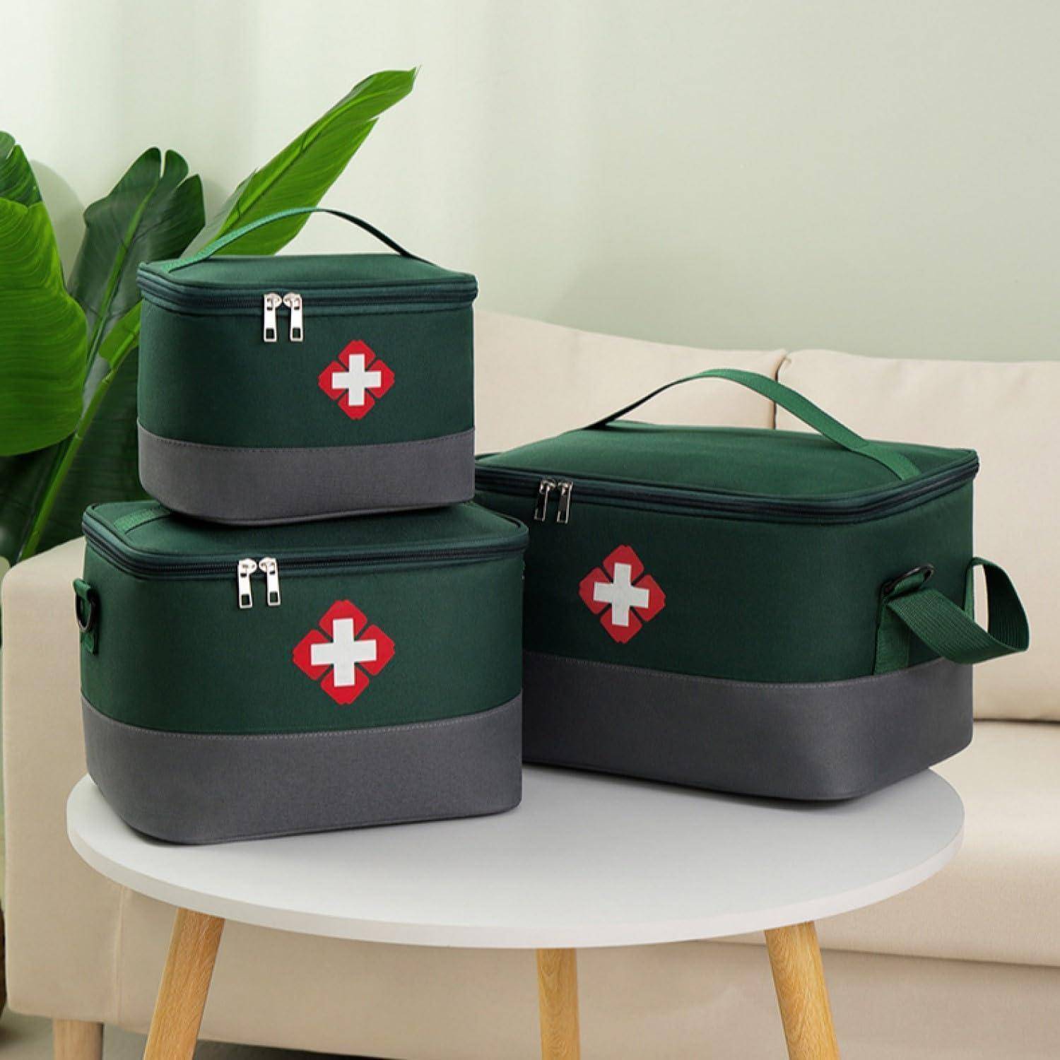 Erste Hilfe Tasche leer, wasserdicht, mit Schultergurt, Grün/Grau