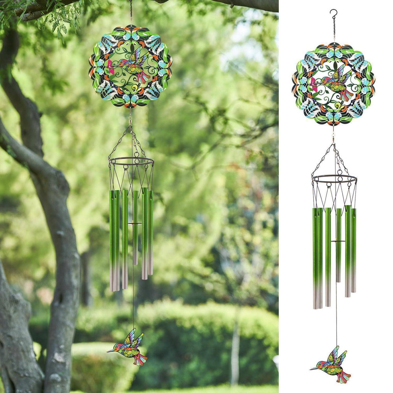 Windspiel Kolibri mit 6 Aluminiumrohren, rostfrei, wetterfest