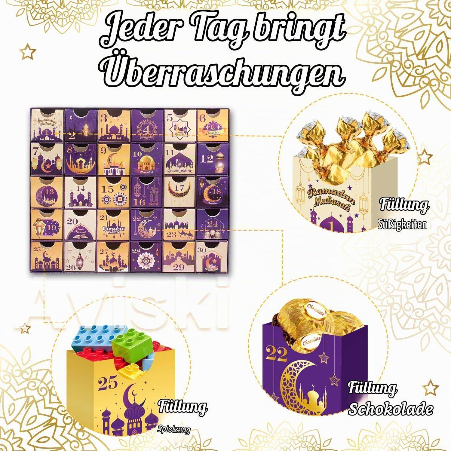 Ramadan Adventskalender 30 leere Boxen Lila