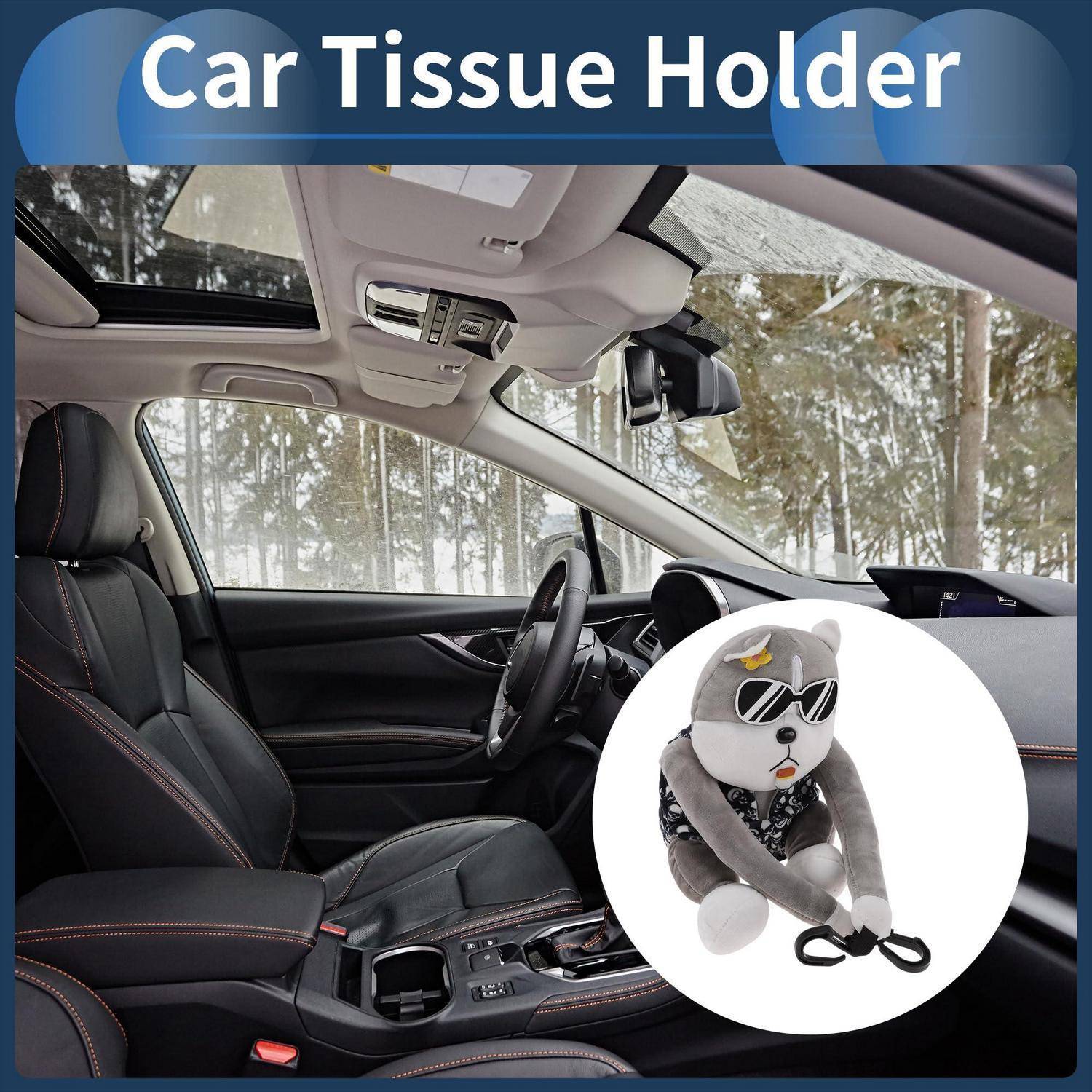 Auto-Taschentuchhalter Plüsch Grau Gurthalterung Universell