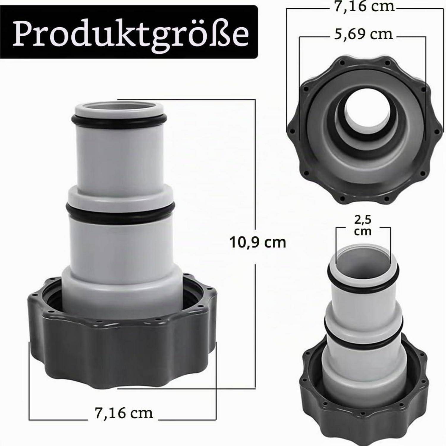 Poolschlauch Adapter A 2 Stück 1,5" auf 1,25" Innengewinde ABS