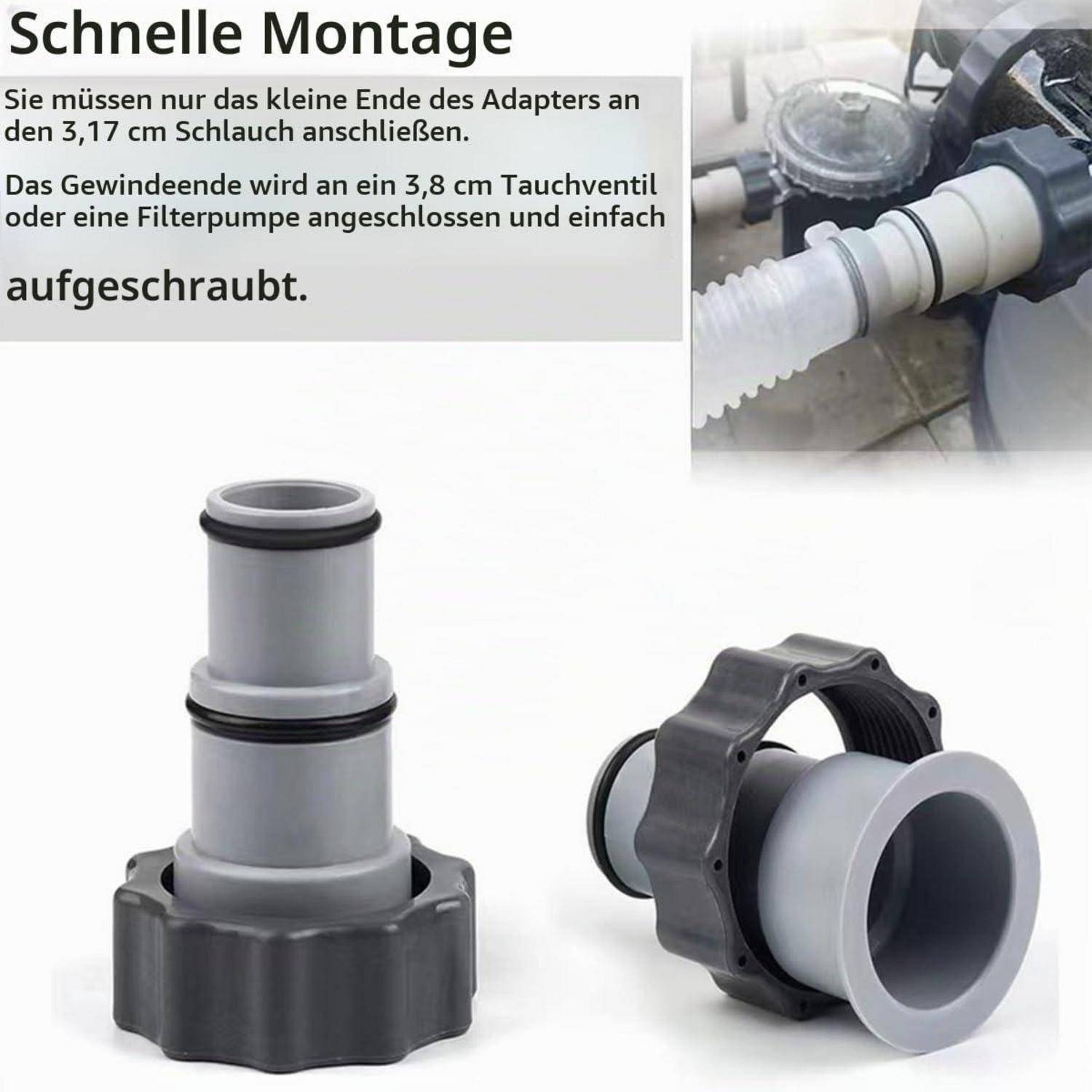 Poolschlauch Adapter A 2 Stück 1,5" auf 1,25" Innengewinde ABS