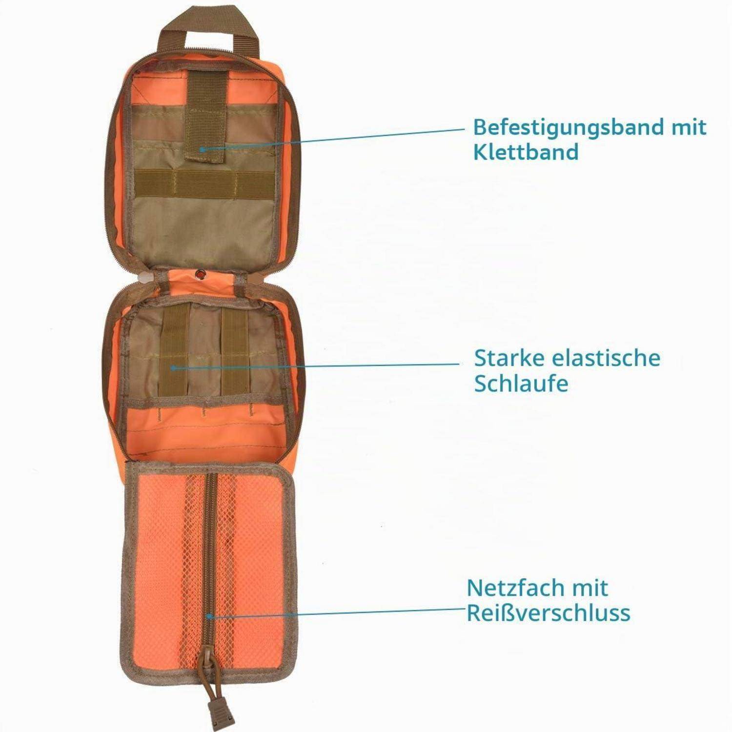 Taktische Erste Hilfe Tasche Orange 21x15x11cm 600D Nylon