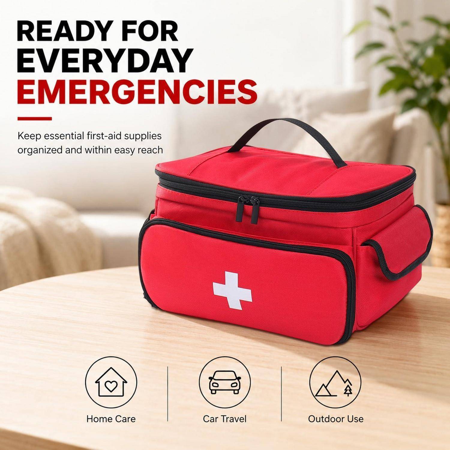 Erste Hilfe Tasche leer, rot, 28x19x16cm, Oxford-Gewebe