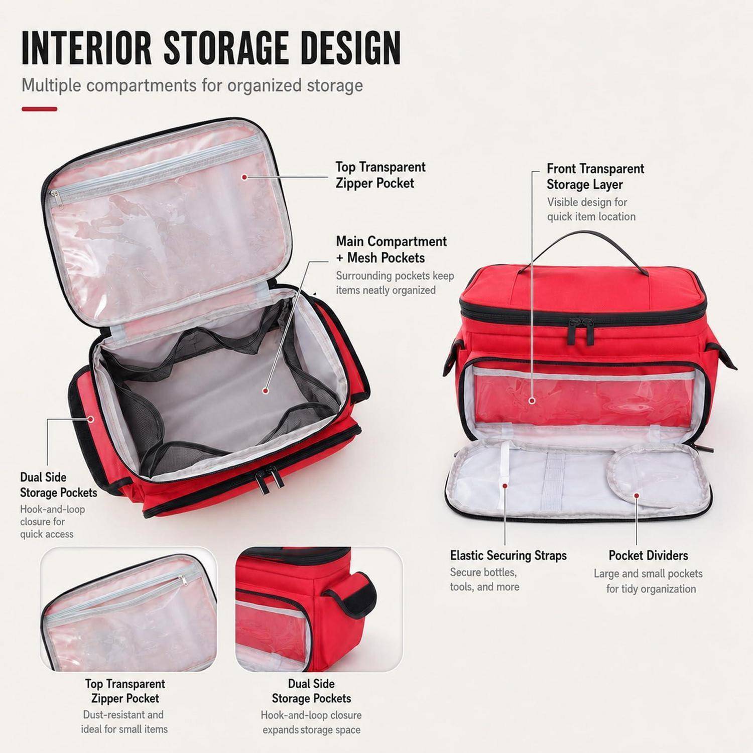 Erste Hilfe Tasche leer, rot, 28x19x16cm, Oxford-Gewebe