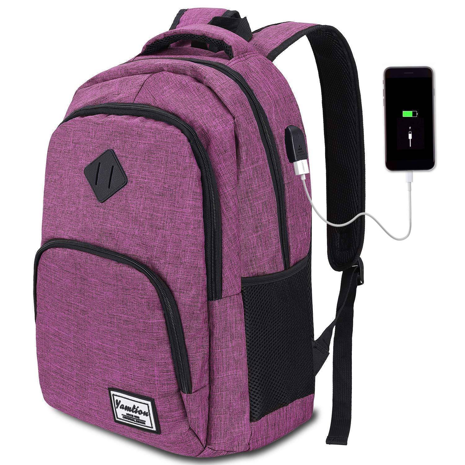 YAMTION Laptop Rucksack 35L USB-Anschluss 15.6 Zoll Lila