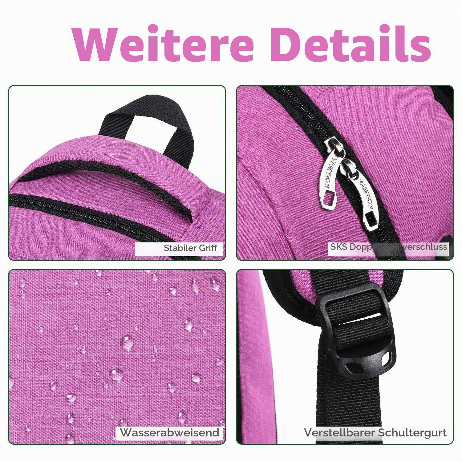 YAMTION Laptop Rucksack 35L USB-Anschluss 15.6 Zoll Lila