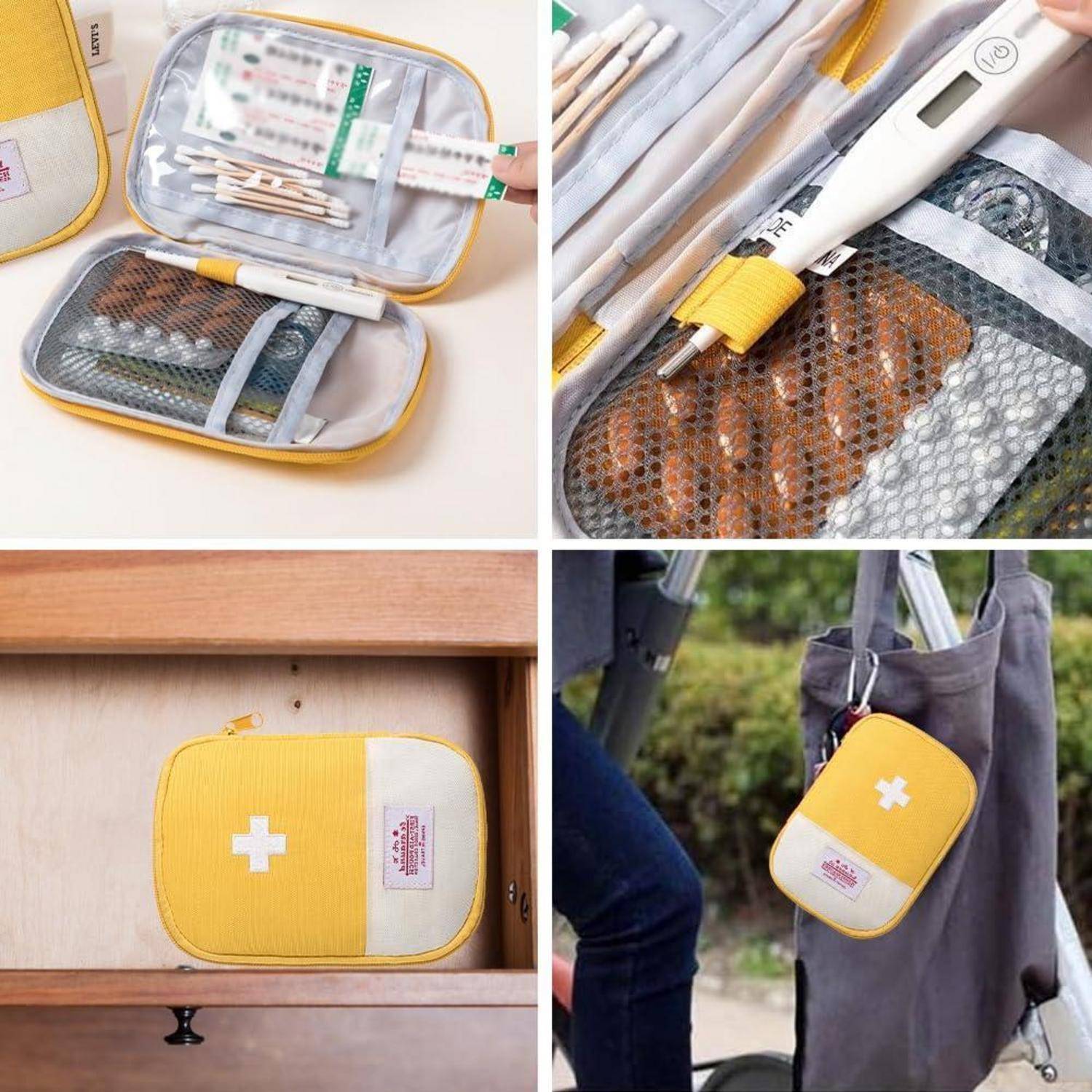 Erste Hilfe Tasche leer Gelb 12,5 x 17 cm Oxford Stoff