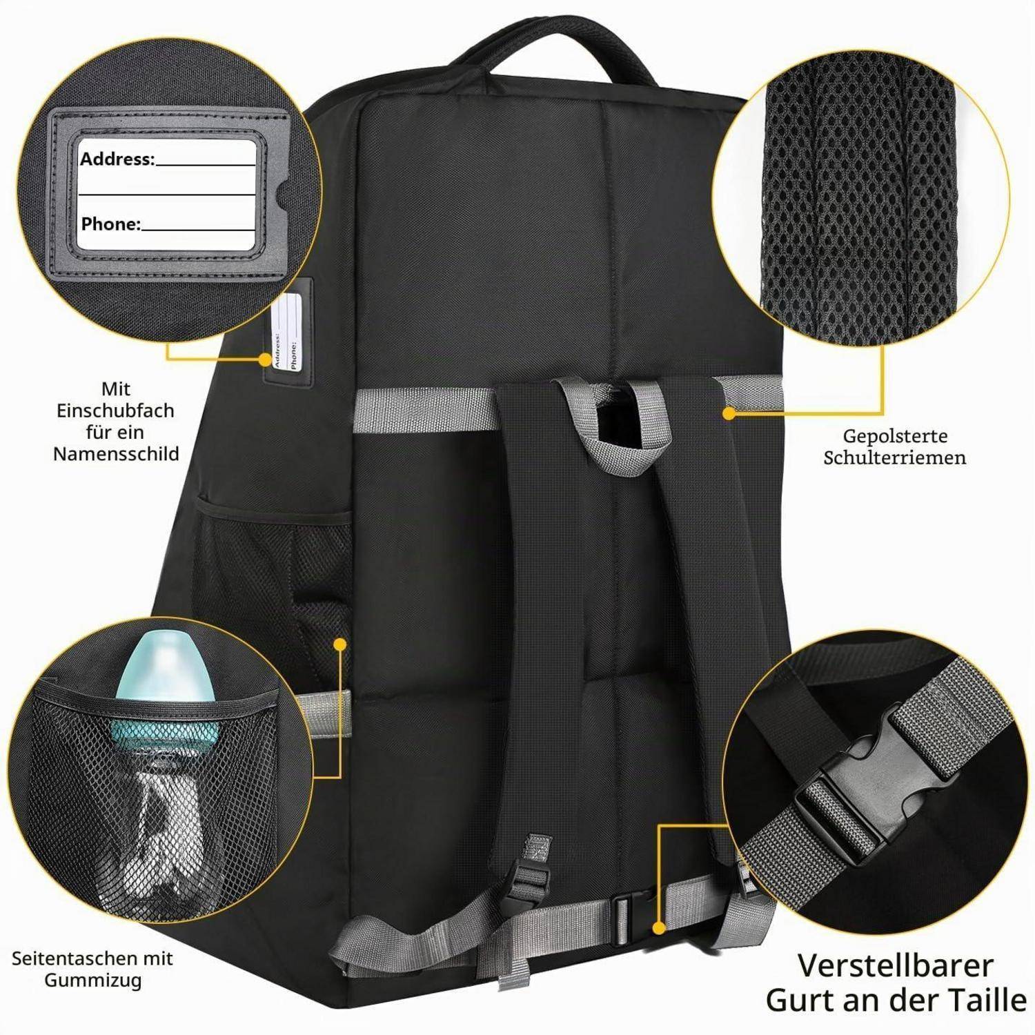 YOREPEK Autositz-Reisetasche Flugzeug Transporttasche 45x45x71cm