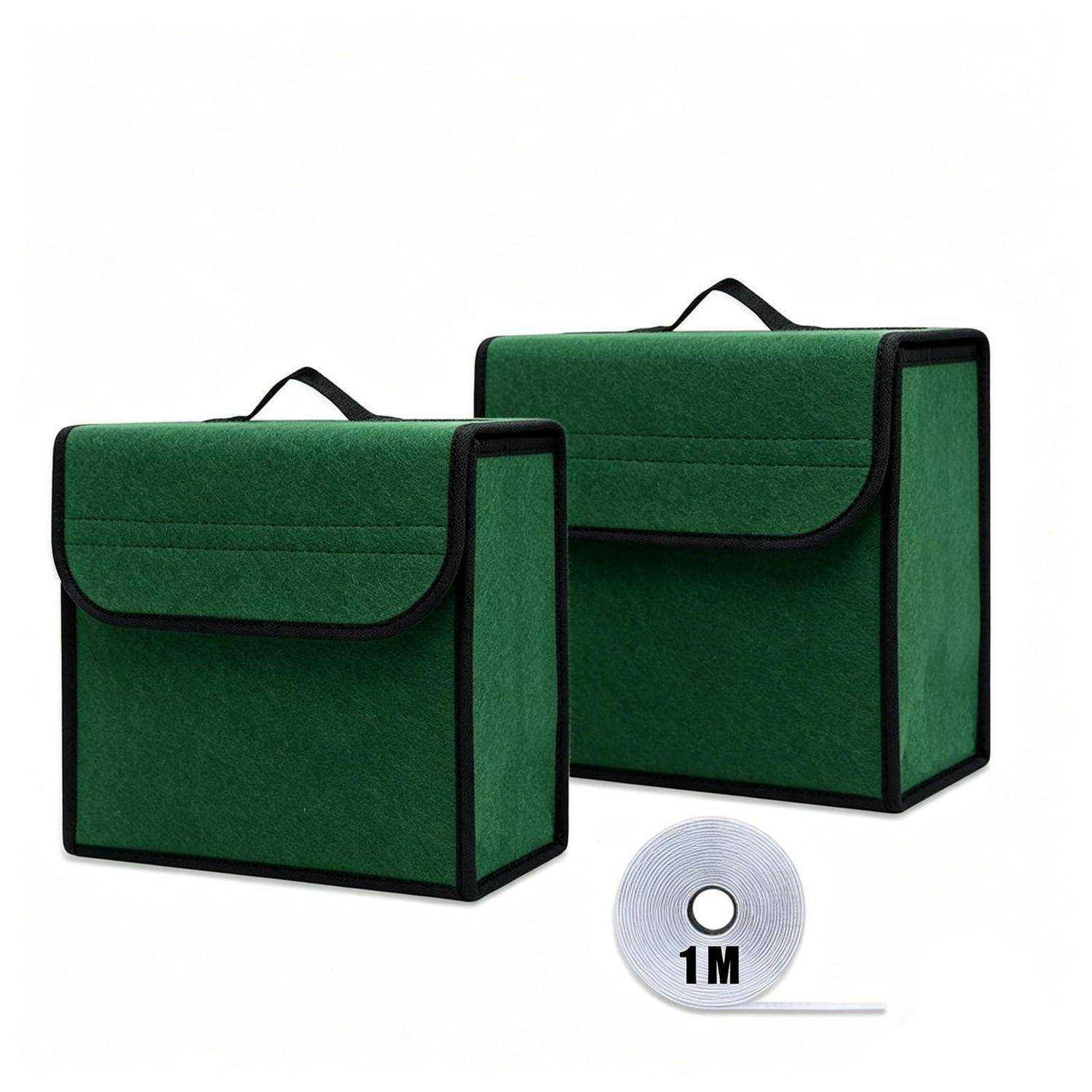 Kofferraum Organizer Filz 2 Stück 30x19x27cm Dunkelgrün mit Klettband