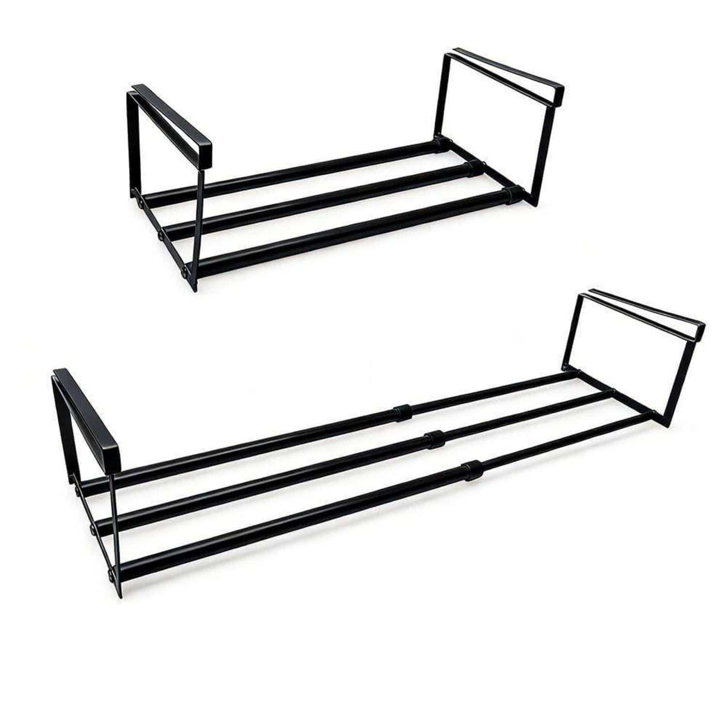 Schuhregal ausziehbar 40-70cm Schwarz Kohlenstoffstahl