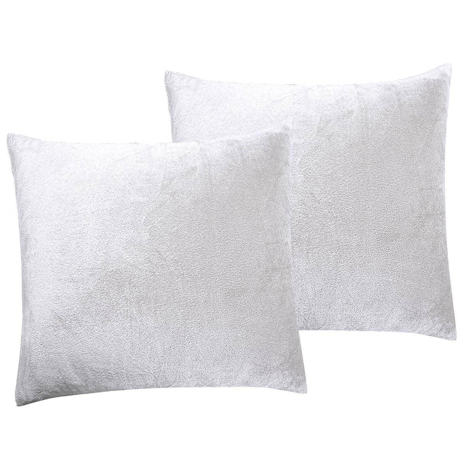 Kissenbezug 2er Set 40x40cm Weiß Samt Mikrofaser mit Reißverschluss