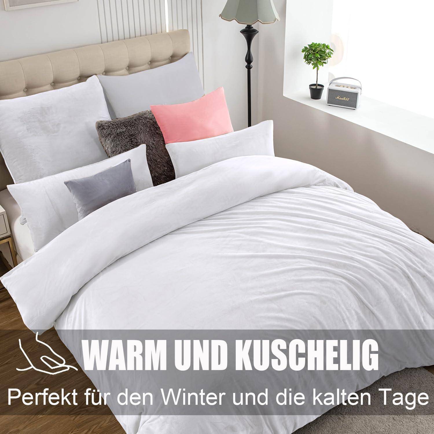 Kissenbezug 2er Set 40x40cm Weiß Samt Mikrofaser mit Reißverschluss