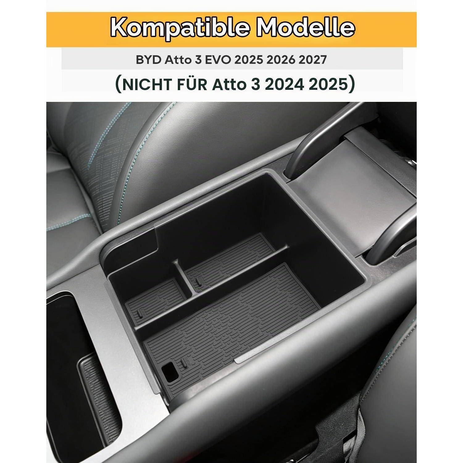 Organizer-Einsatz für die Mittelkonsole des BYD Atto 3 EVO 2025-2027, nicht kompatibel mit Atto 3 2024-2025.
