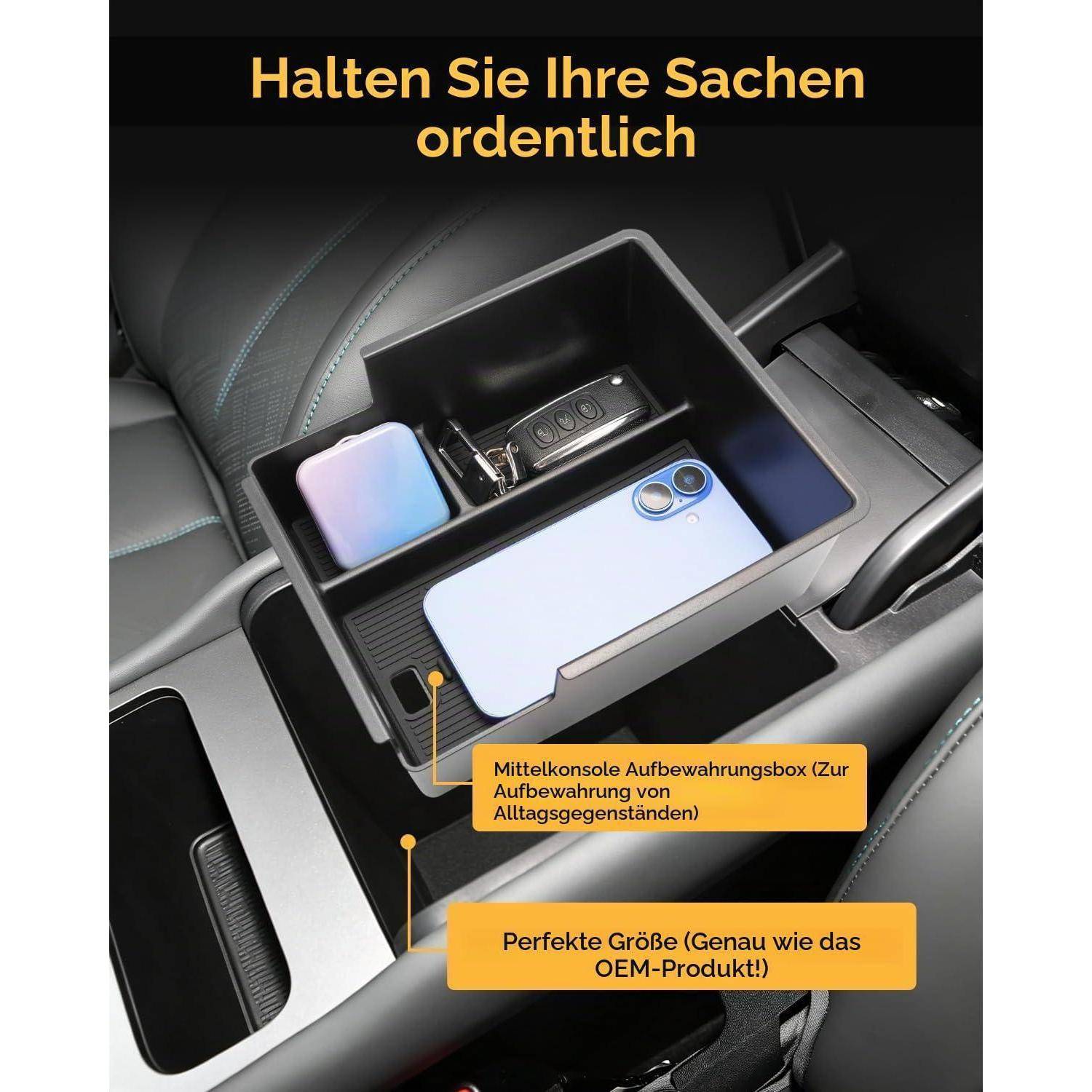Mittelkonsolen-Organizer für BYD Atto 3 EVO 2026 mit Antirutschmatte