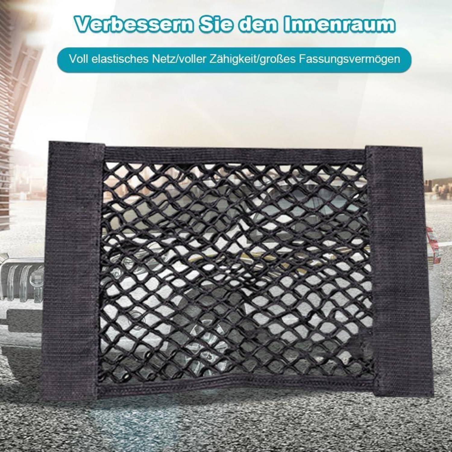4x Kofferraum Netztasche mit Klett 40x25cm