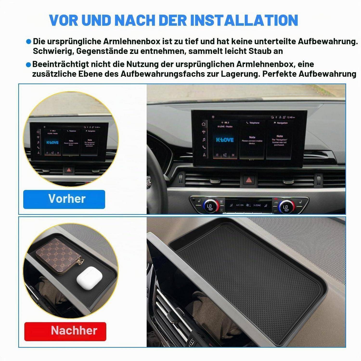 Mittelkonsole Aufbewahrungsbox für Audi A4 B9/A5/Q5 10.1 Zoll
