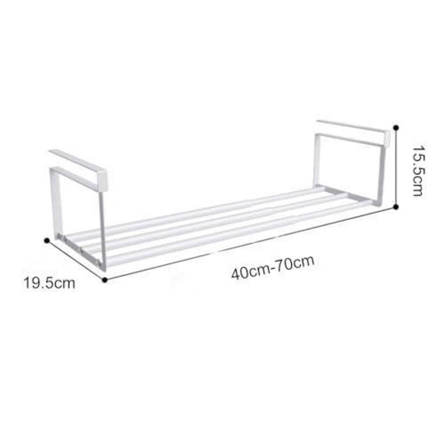 Verstellbares Abtropfgestell für die Spüle mit erweiterbarer Breite von 40 cm bis 70 cm, 19,5 cm Tiefe und 15,5 cm Höhe.