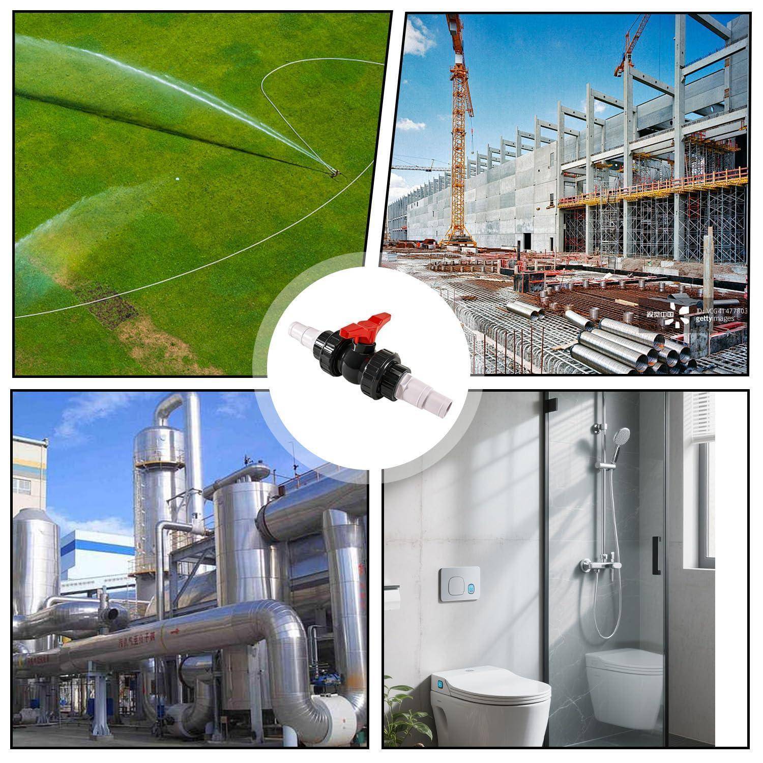 Collage eines Rohrverschlusses, der in Bewässerungs-, Bau-, Industrierohr- und Badezimmer-Sanitäranwendungen verwendet wird.
