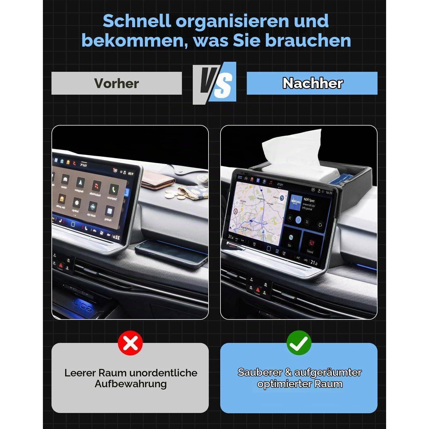 Ablagefach Mittelkonsole für VW Golf 8.5, 8 MK8 Facelift 12-Zoll-Display