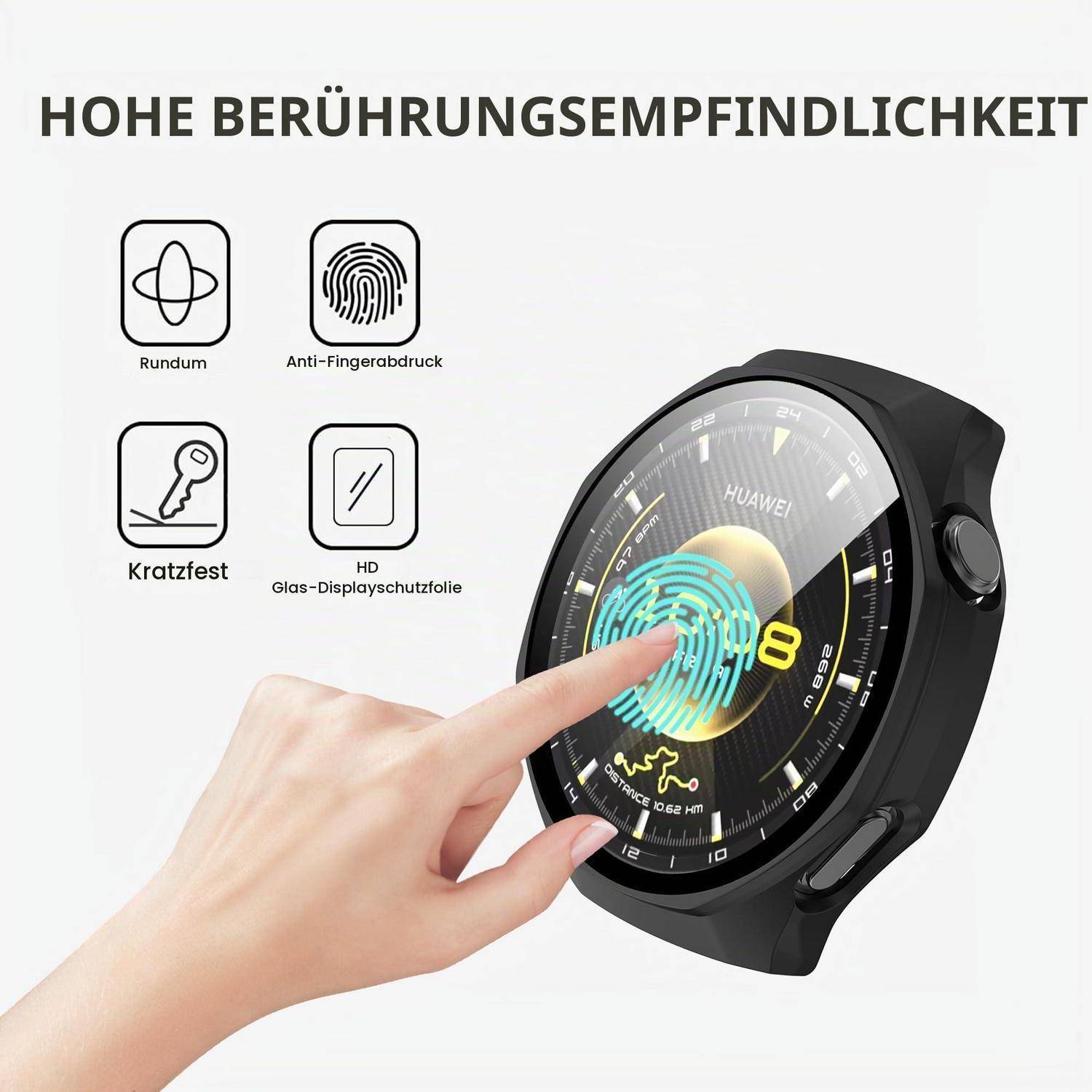 Huawei Watch GT 6 Pro 46mm Hülle mit Displayschutz Schwarz