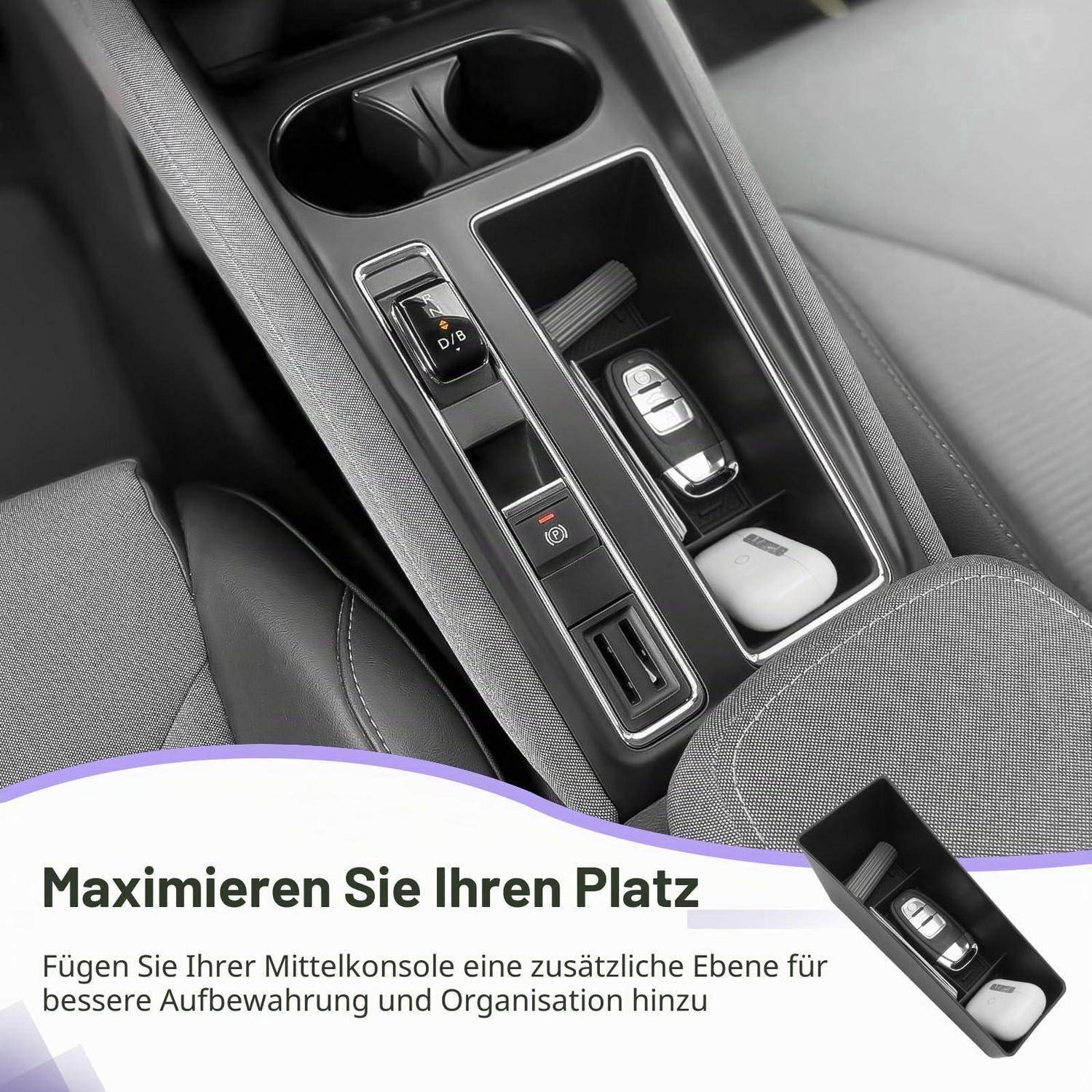 Mittelkonsole Organizer für Skoda Elroq Enyaq iV ABS mit Gummiauflage