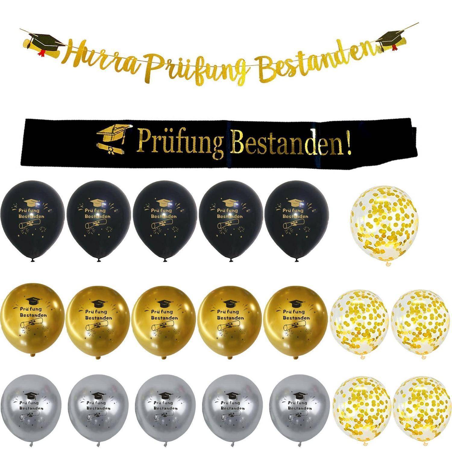 Abschlussfeier-Ballonset mit goldenem Banner 