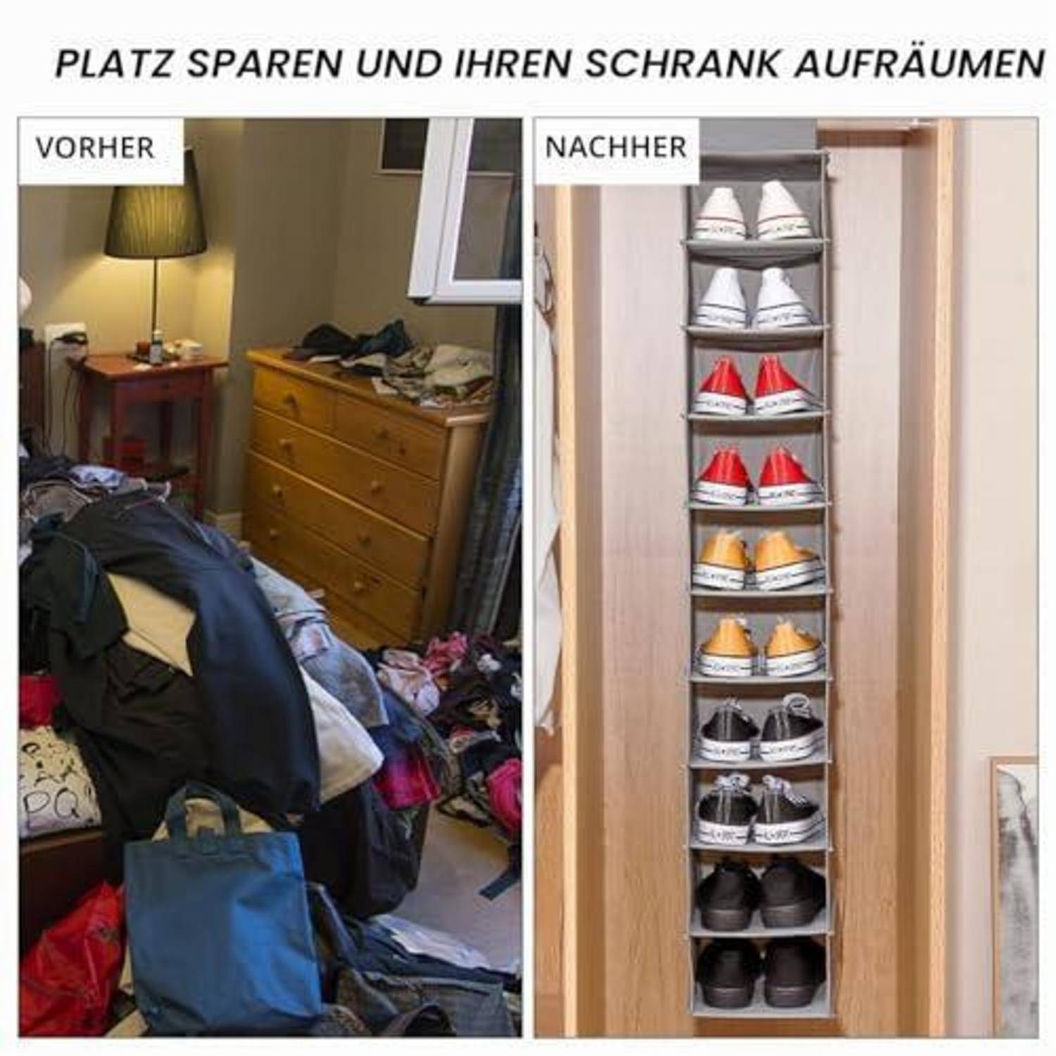 Hängendes Schuhregal 10 Ebenen Vlies faltbar