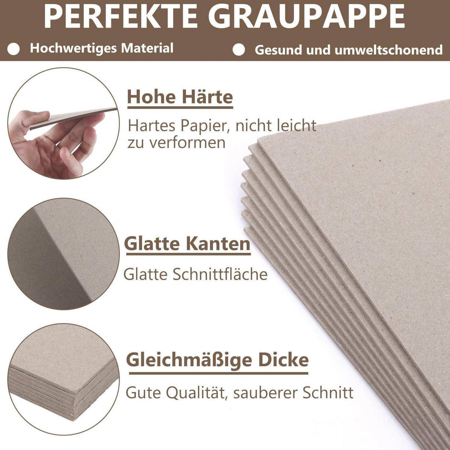 30 Blatt Graupappe 2mm DIN A3