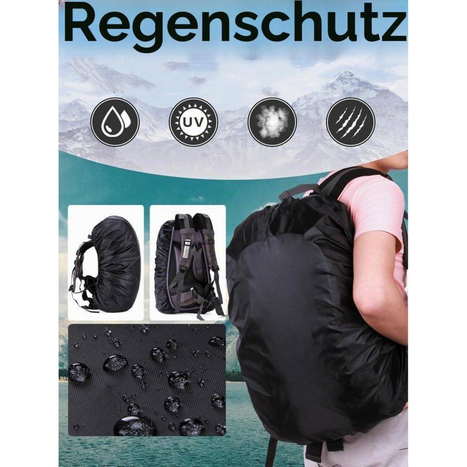 Rucksack Regenhülle wasserdicht 70L Silber Nylon reißfest