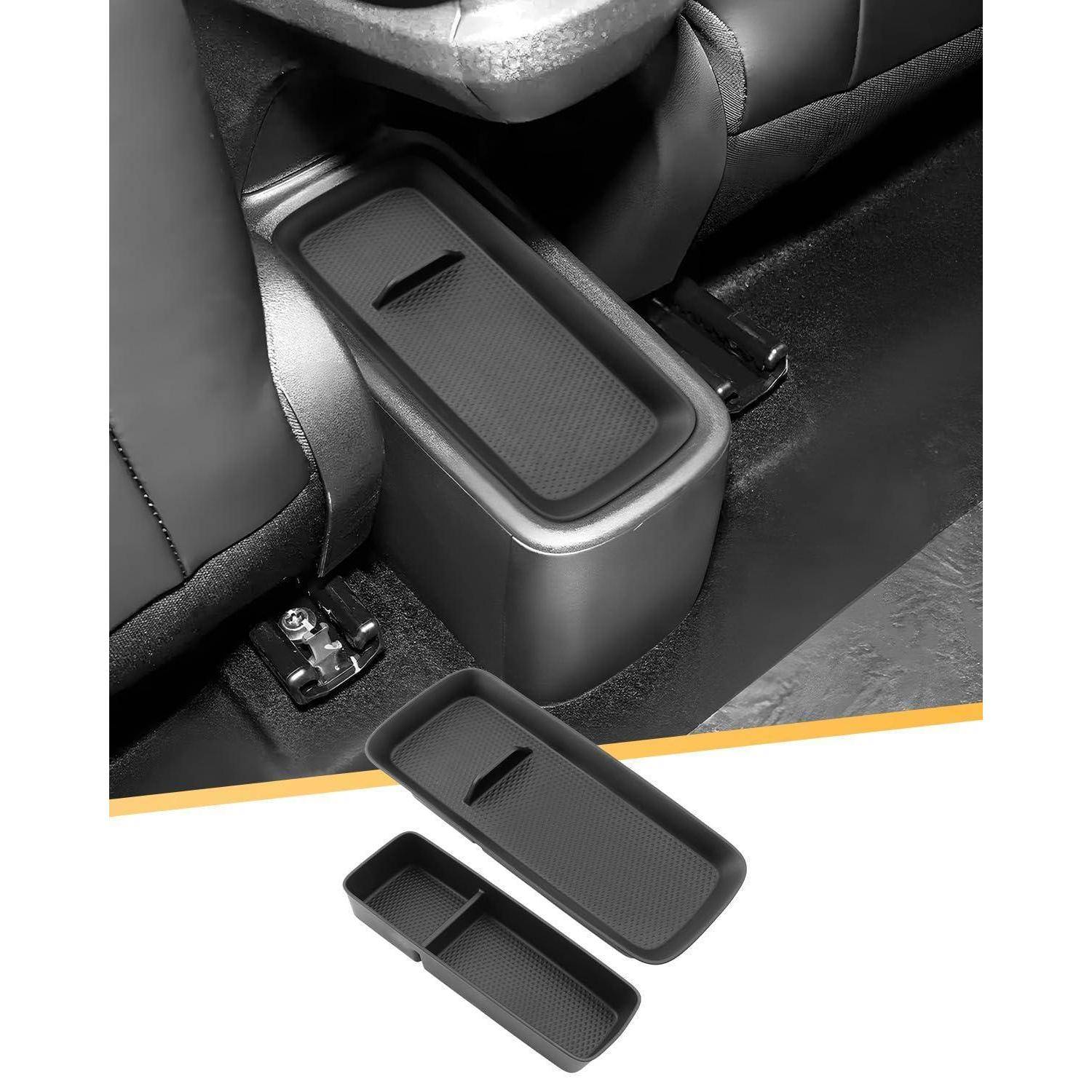 Mittelkonsolen-Organizer für Autositze mit Aufbewahrungsbox mit Deckel und abnehmbarem Tablett für Rückfahrgäste.