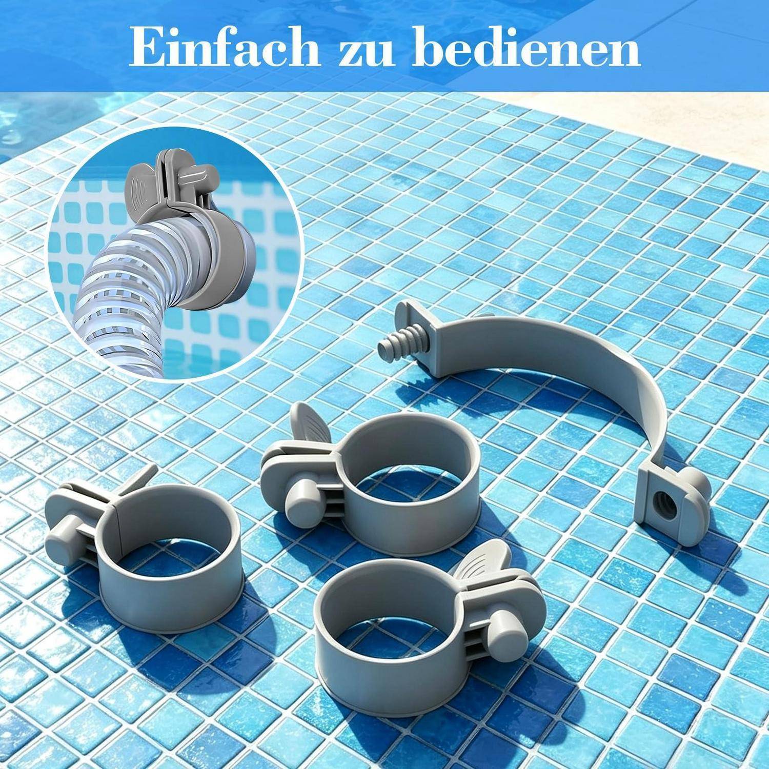 8x Schlauchschellen Poolschlauch 32-38mm Kunststoff rostfrei werkzeuglos