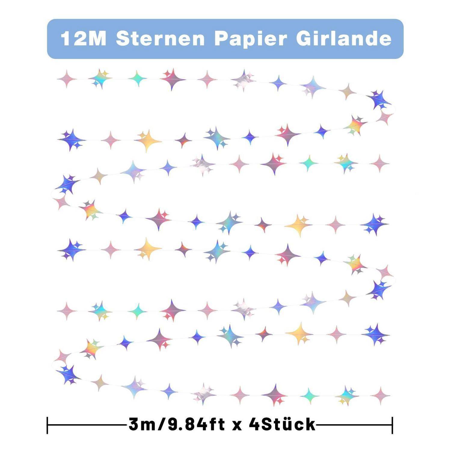 Produktbild einer 12m langen „Sternen Papier Girlande