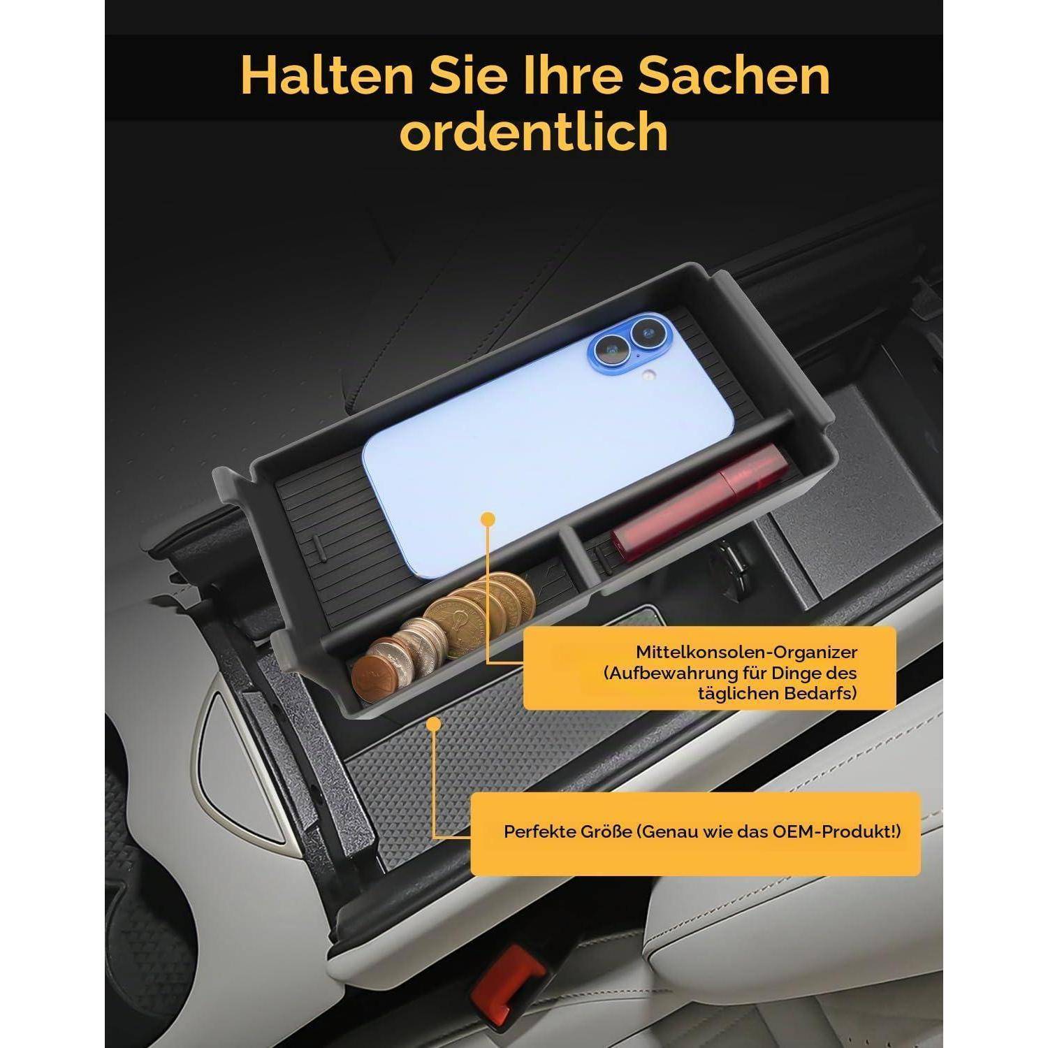 Mittelkonsole Aufbewahrungsbox für Cupra Tavascan 2025-2027 mit Antirutschmatte