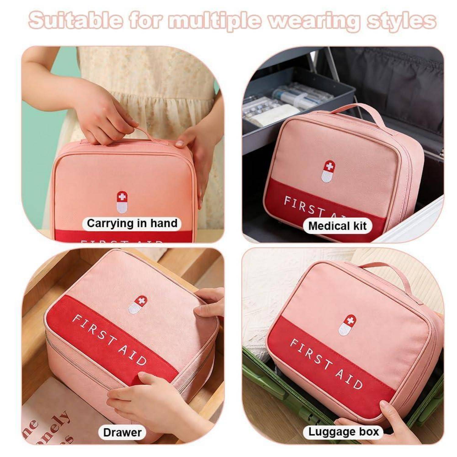 Leere Erste Hilfe Tasche Rosa Oxford-Gewebe 24x20x9.5cm