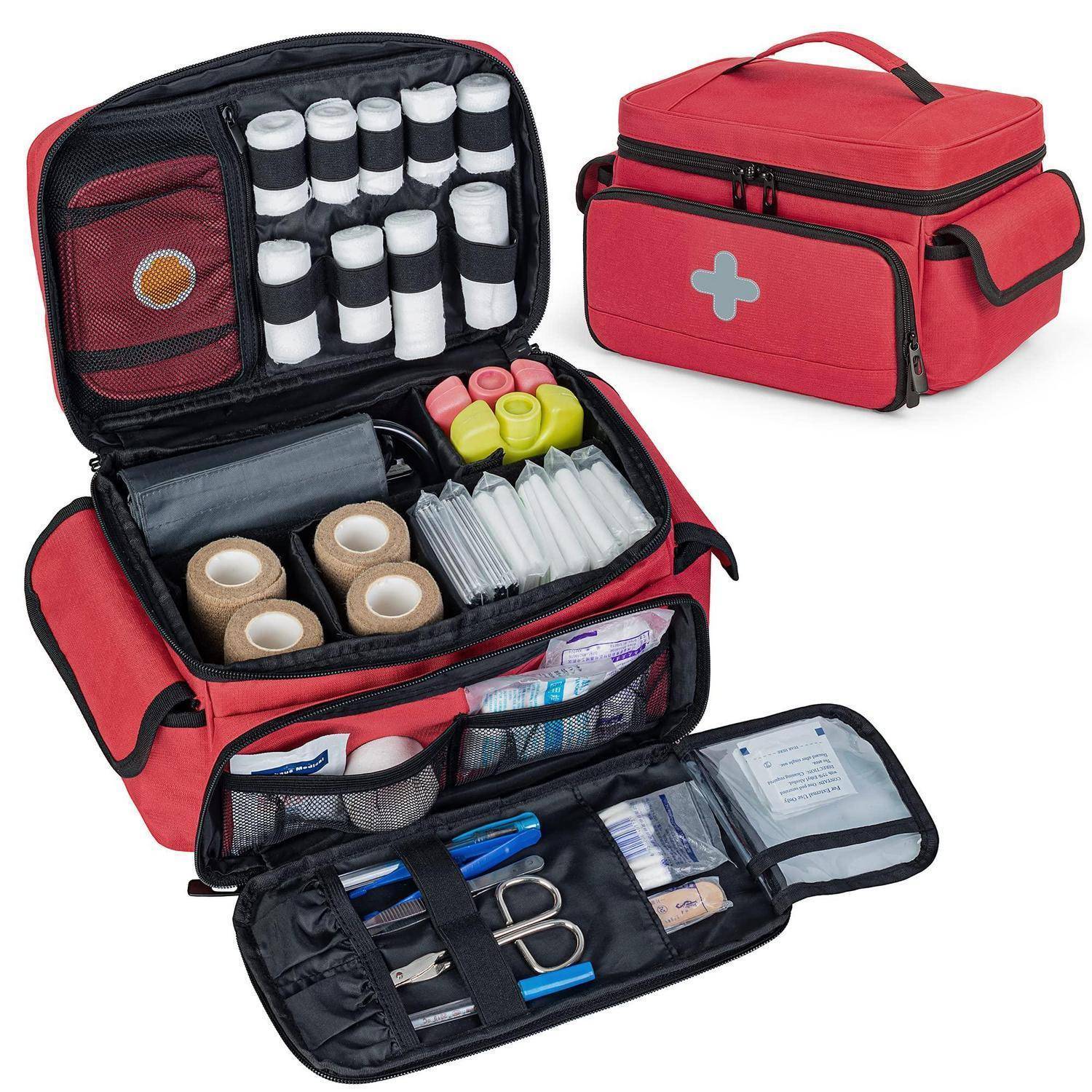 CURMIO Notfalltasche leer Rot 27x17x17,5cm mit Mini-Medizintasche