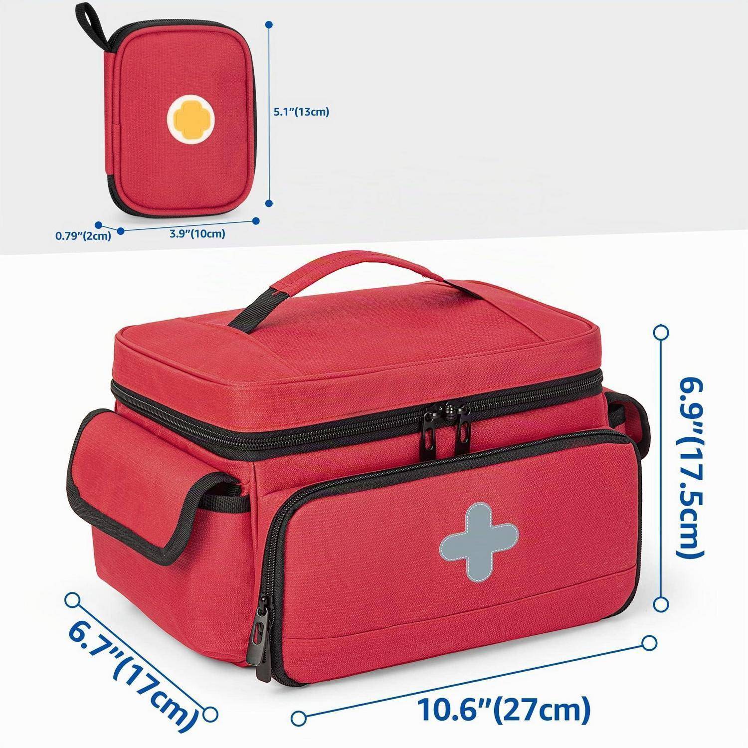 CURMIO Notfalltasche leer Rot 27x17x17,5cm mit Mini-Medizintasche