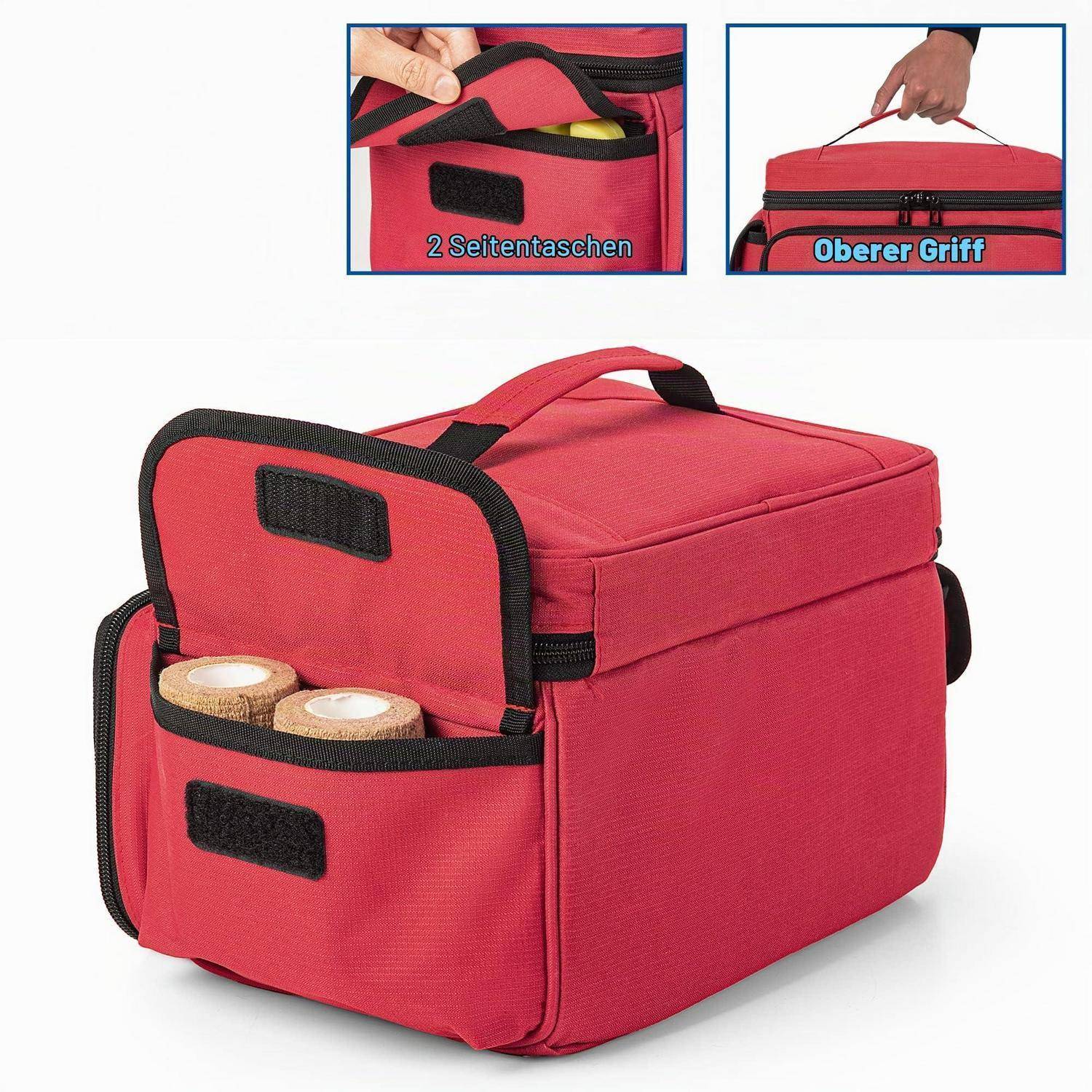 CURMIO Notfalltasche leer Rot 27x17x17,5cm mit Mini-Medizintasche