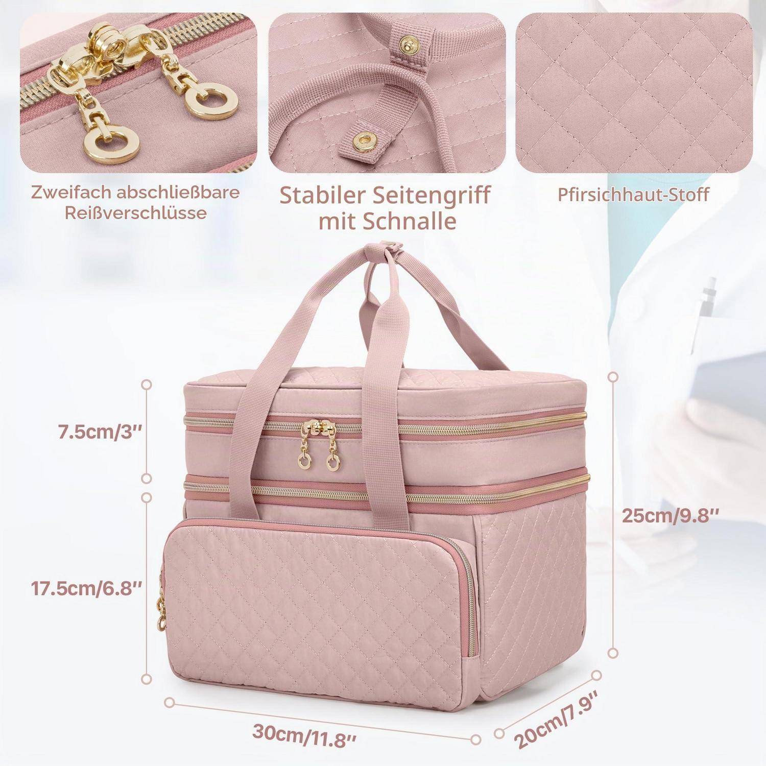 Yarwo Medikamententasche Rosa | Reiseapotheke mit Trennwänden | 30x20x25cm