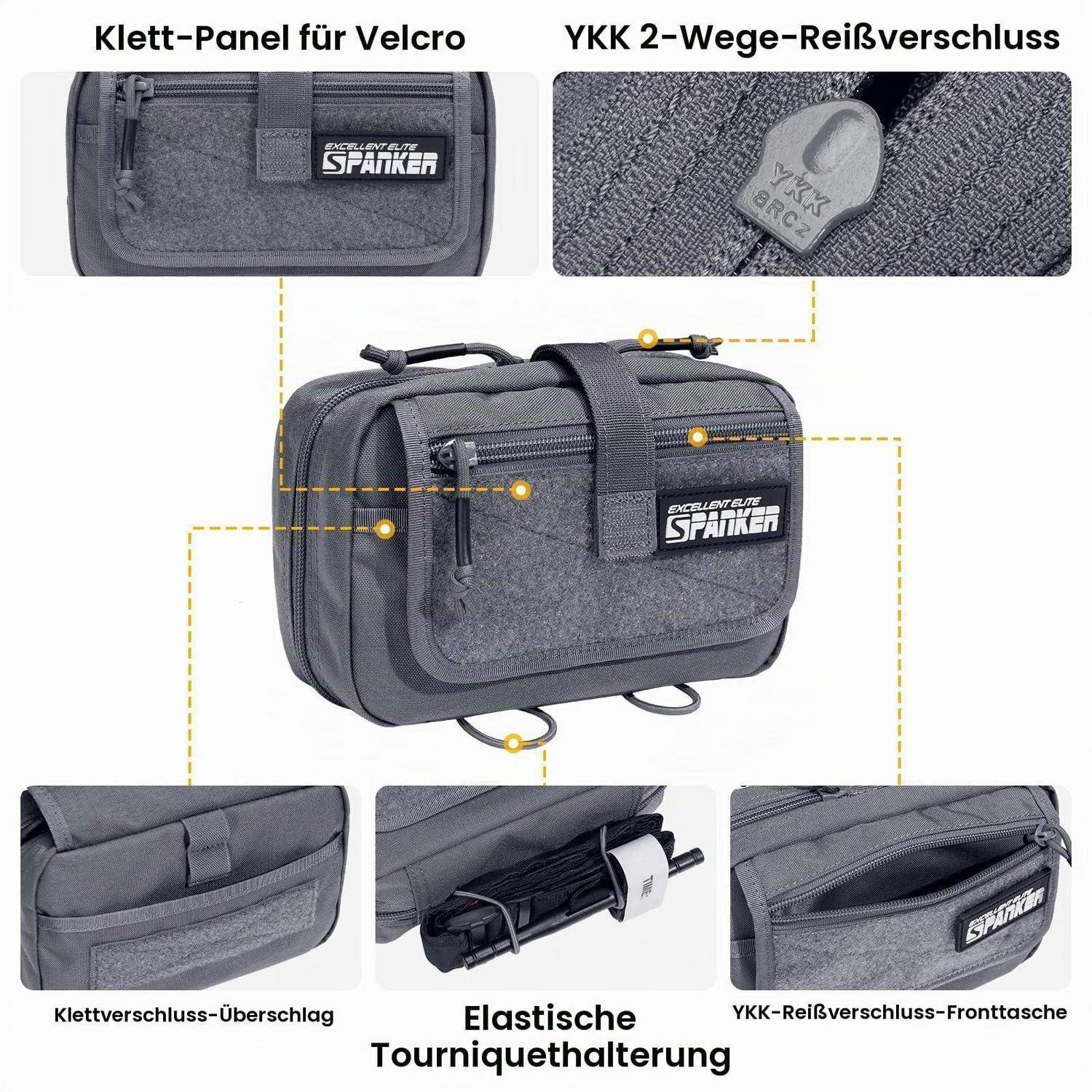 EXCELLENT ELITE SPANKER IFAK Tasche Molle Pouch Grau 500D Cordura YKK Reißverschluss