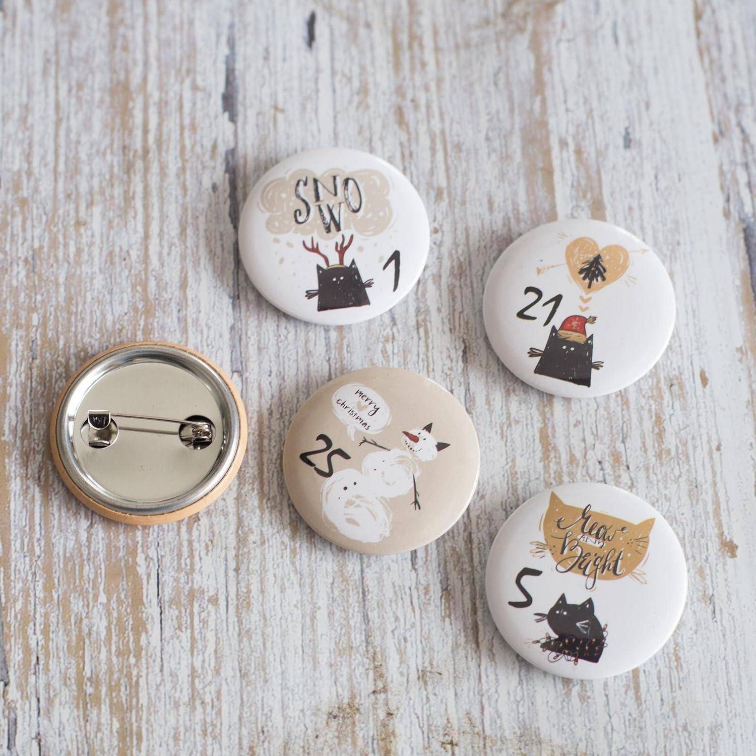 Adventskalender Zahlen Buttons 1-25 Metall 32mm