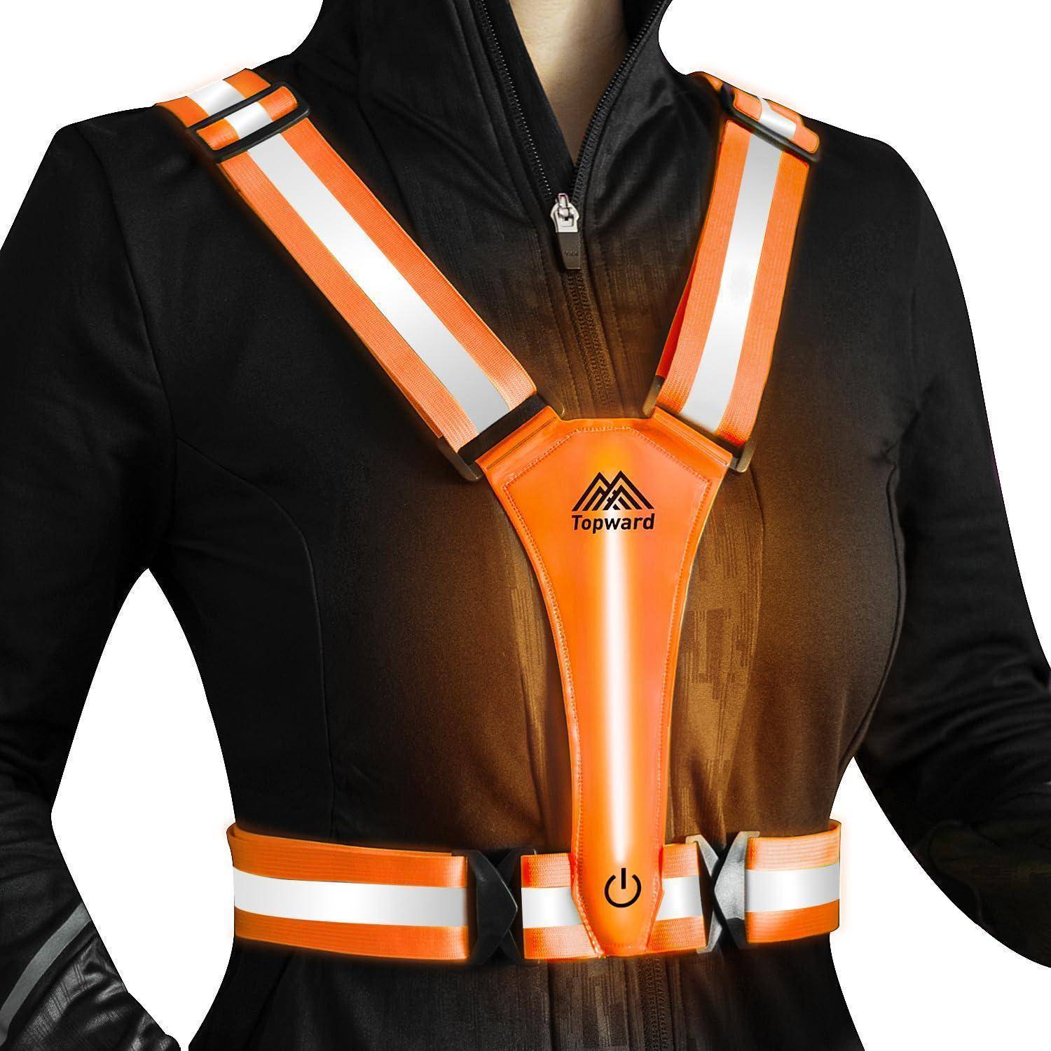 Warnweste mit LEDs, USB-wiederaufladbar, orange