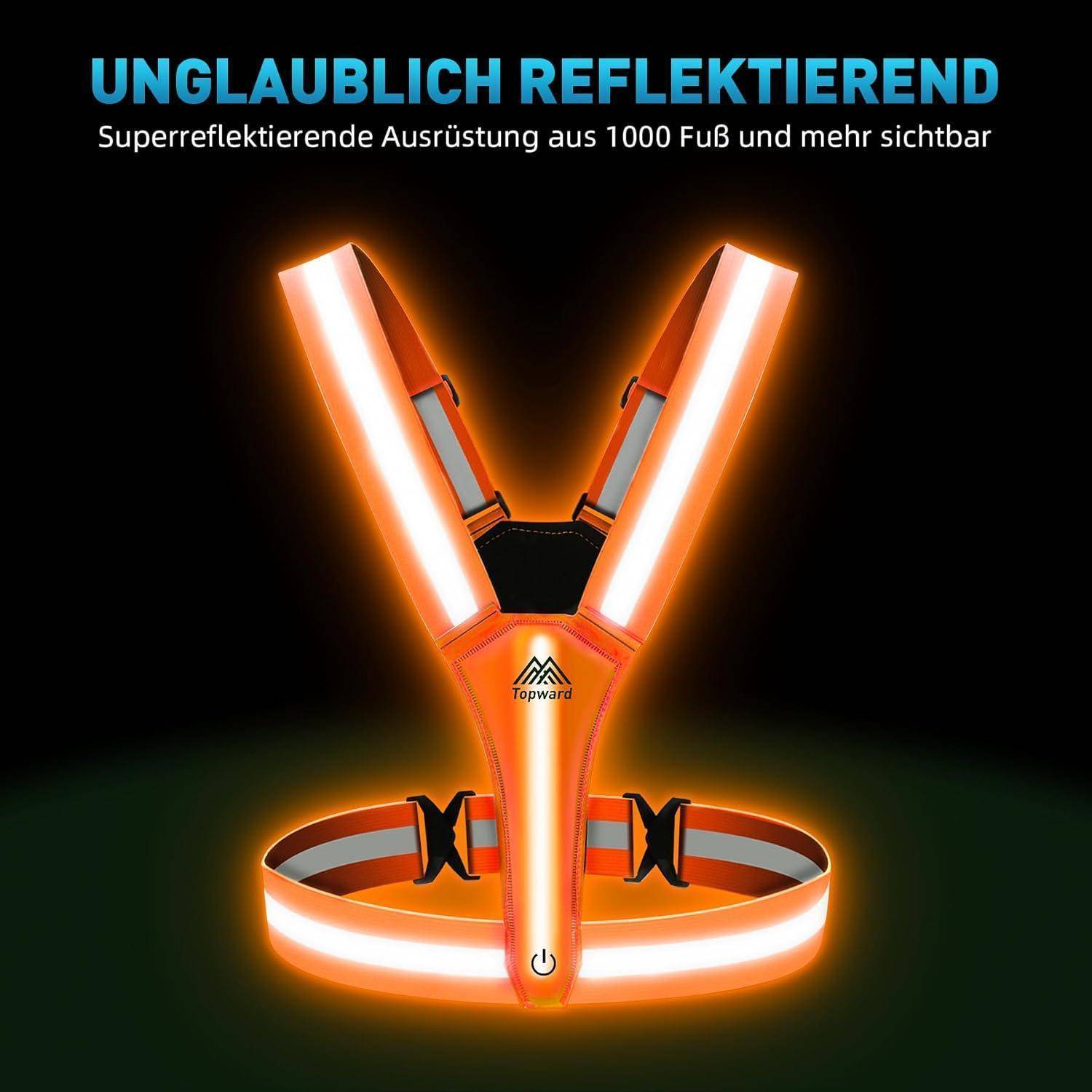 Warnweste mit LEDs, USB-wiederaufladbar, orange