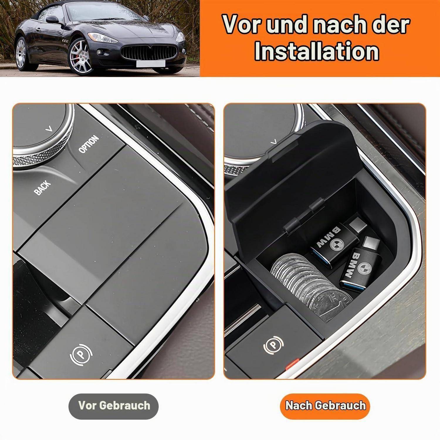 Mittelkonsolen Organizer für BMW 1er-7er X3-X7 ABS+PC Schwarz