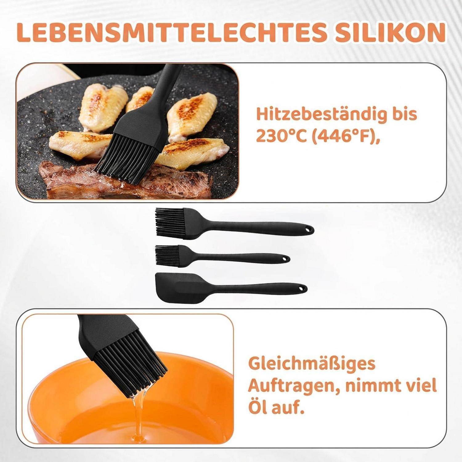 3 Stück Silikon Pinsel Set mit Spachtel